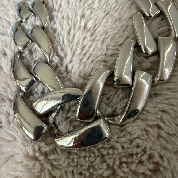 VTG Napier Wide Chain Link Necklace Large Statement Silver Tone Chunky Choker‎ - Picture 2 of 7